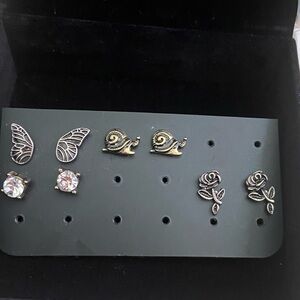 Elegant Gold and Silver Stud Earring Set